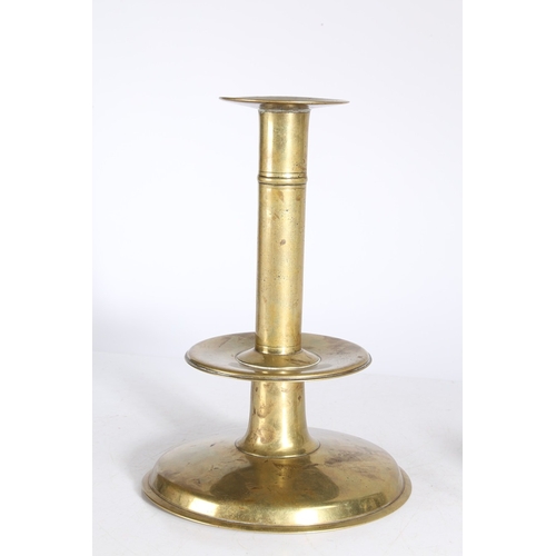 182 - AN EXCEPTIONAL AND UNUSUALLY LARGE MID-17TH CENTURY BRASS TRUMPET-BASE CANDLESTICK, ENGLISH, CIRCA 1... 