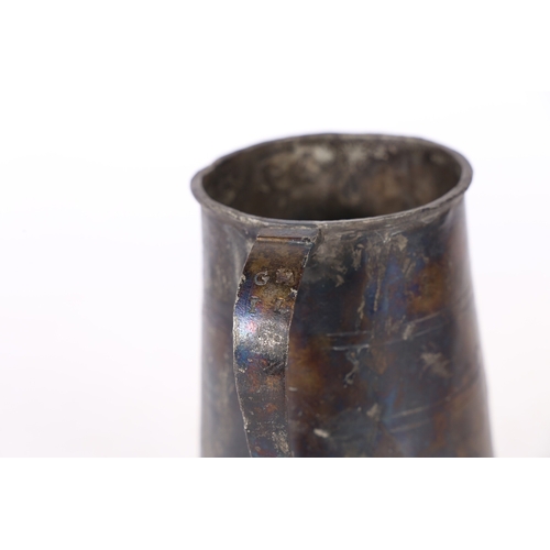 3 - A RARE CHARLES I PEWTER ALE QUART STRAIGHT-SIDED TAVERN POT, CIRCA 1640. The slender tapering body w... 