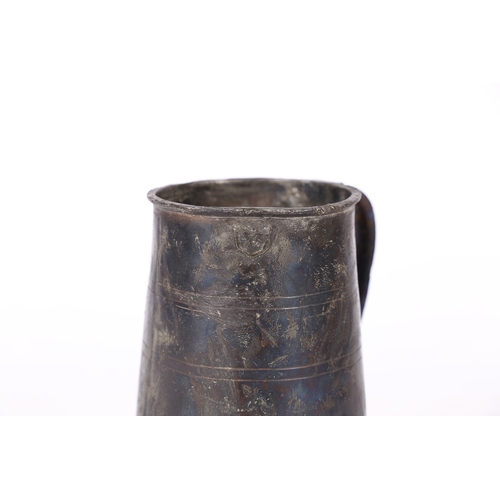 3 - A RARE CHARLES I PEWTER ALE QUART STRAIGHT-SIDED TAVERN POT, CIRCA 1640. The slender tapering body w... 