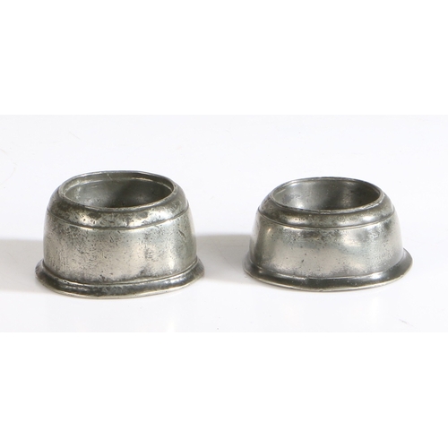 5 - A MATCHED PAIR OF WILLIAM & MARY PEWTER TRENCHER SALTS, CIRCA 1700. Each of cylindrical form, with o... 