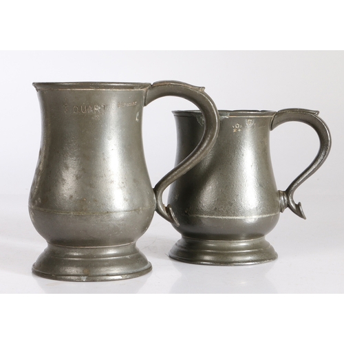 6 - A VICTORIAN PEWTER THIRD-QUART TULIP-SHAPED MUG, BRISTOL, CIRCA 1870. Touchmark of Parnall & Sons, (... 