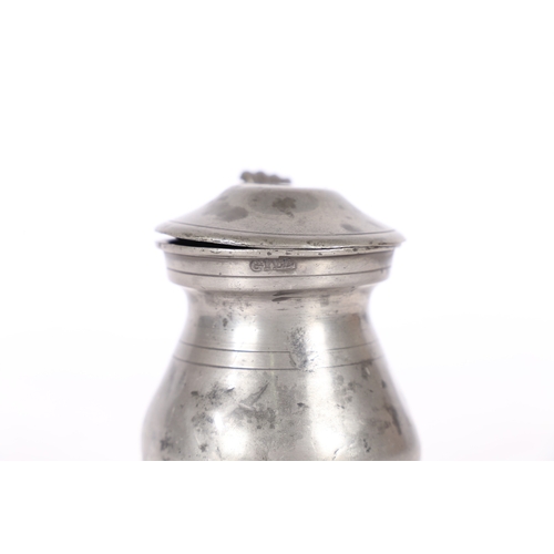 69 - A VICTORIAN PEWTER IMPERIAL HALF-PINT DOME-LIDDED BULBOUS MEASURE, EDINBURGH, CIRCA 1870. Cast touch... 