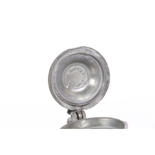 69 - A VICTORIAN PEWTER IMPERIAL HALF-PINT DOME-LIDDED BULBOUS MEASURE, EDINBURGH, CIRCA 1870. Cast touch... 