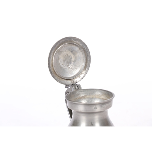 69 - A VICTORIAN PEWTER IMPERIAL HALF-PINT DOME-LIDDED BULBOUS MEASURE, EDINBURGH, CIRCA 1870. Cast touch... 