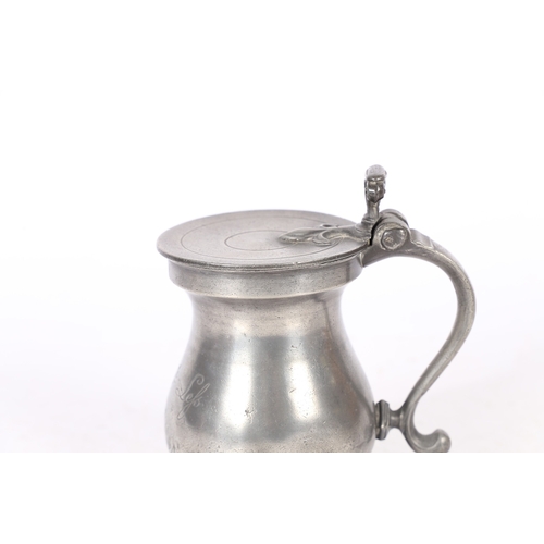 70 - AN UNCOMMON PEWTER DOUBLE-VOLUTE BULBOUS-SHAPED MEASURE, CIRCA 1826-30. The plain body engraved 'one... 