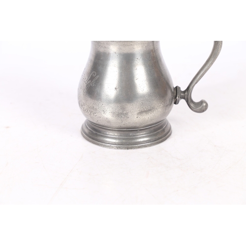 70 - AN UNCOMMON PEWTER DOUBLE-VOLUTE BULBOUS-SHAPED MEASURE, CIRCA 1826-30. The plain body engraved 'one... 