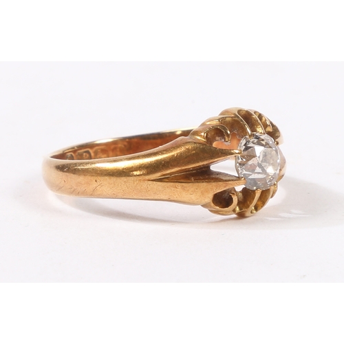 1 - A GENTLEMANS 18 CARAT GOLD AND DIAMOND RING. with a central diamond measuring approximately 0.5ct in... 