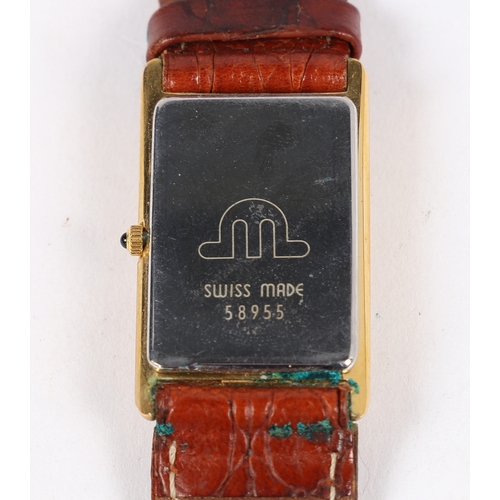 102 - A MAURICE LACROIX GENTLEMAN'S GILT WRISTWATCH. Ref. 58955, the signed white engine turned effect dia... 