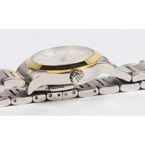 103 - A MAURICE LACROIX LADIES BI-METAL WRISTWATCH. the signed silver dial with baton markers, Roman numer... 