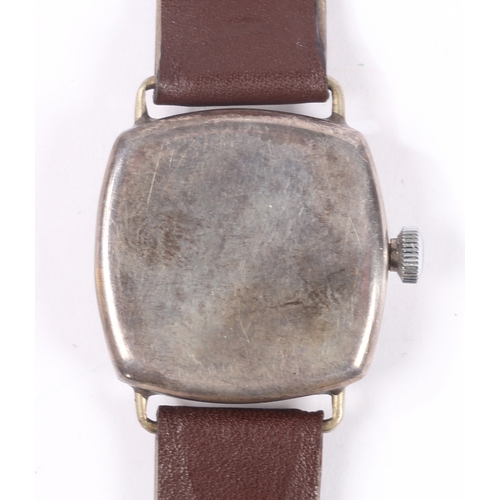 113 - AN OMEGA GENTLEMAN'S SILVER WRISTWATCH. movement no. 5313xxx, circa 1916, the signed white dial with... 