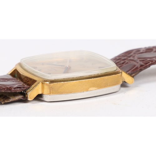 120 - AN OMEGA DE VILLE GENTLEMAN'S GOLD PLATED WRISTWATCH. the signed gilt dial with baton markers and da... 