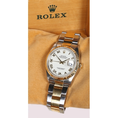 133 - A ROLEX DATEJUST BI-METAL GENTLEMAN'S WRISTWATCH. model no. 16233, cade no. W688XXX, circa 1995, the... 