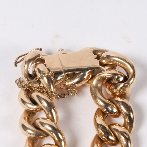 66 - A 15 CARAT GOLD BRACELET WITH 18 CARAT GOLD PENDANT. The 15 carat gold chain-link bracelet with secu... 