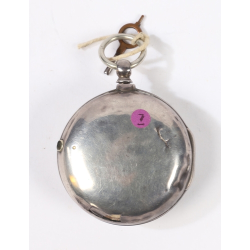 71 - A GEORGE III SILVER PAIR CASED POCKET WATCH. The outer case and watch case London 1819, the white en... 