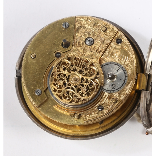 71 - A GEORGE III SILVER PAIR CASED POCKET WATCH. The outer case and watch case London 1819, the white en... 