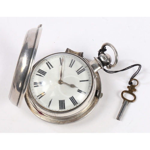 72 - A VICTORIAN SILVER PAIR CASED POCKETWATCH. The inner and outer cases London 1877, the white enamel d... 