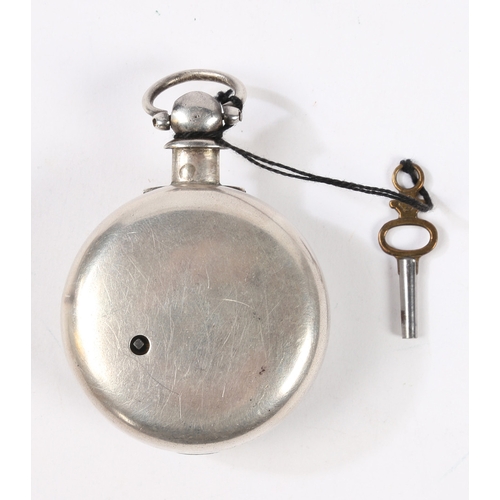 72 - A VICTORIAN SILVER PAIR CASED POCKETWATCH. The inner and outer cases London 1877, the white enamel d... 