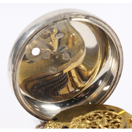 72 - A VICTORIAN SILVER PAIR CASED POCKETWATCH. The inner and outer cases London 1877, the white enamel d... 