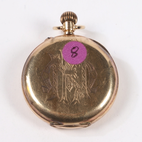 73 - A LADIES 9 CARAT GOLD HALF HUNTER POCKET WATCH. the case with import mark for London 1910, the outer... 