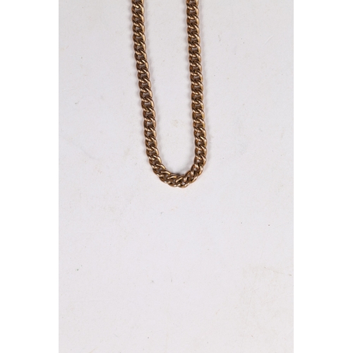 78 - A 9 CARAT GOLD POCKET WATCH CHAIN. with clip ends, central sliding T bar and George V half sovereign... 