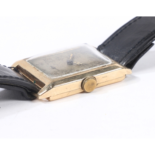 80 - A 9 CARAT GOLD ART DECO WRISTWATCH. the case Birmingham 1934, the silver dial with Arabic numerals a... 