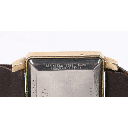 86 - A BULOVA GENTLEMAN'S ROLLED GOLD WRISTWATCH. the signed white dial with Arabic and baton markers, au... 