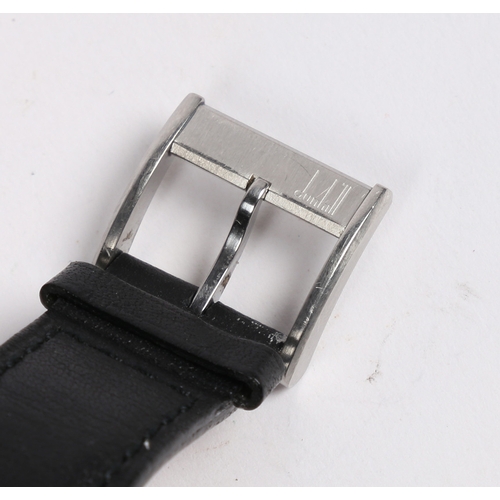 91 - A DUNHILL GENTLEMAN'S STAINLESS STEEL WRISTWATCH. circa 2002, the signed black dial with Arabic quar... 