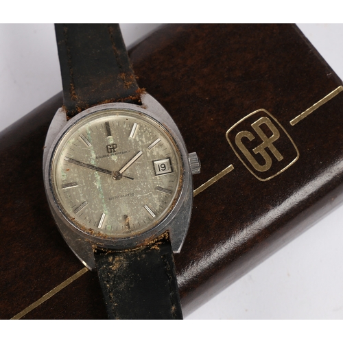 96 - A GIRARD PERREGAUX GYROMATIC GENTLEMANS'S STAINLESS STEEL WRISTWATCH. the signed silver dial with ba... 