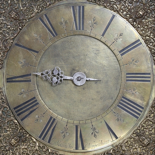 100 - A GEORGE III OAK LONGCASE CLOCK, SQUARE BRASS DIAL SIGNED 'ROBERT SAINSBURY CHIPPENHAM', CIRCA 1775.... 