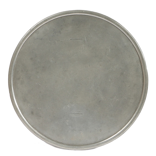 108 - AN EARLY 19TH CENTURY PEWTER SCALE PLATE, CIRCA 1825. Of typical flat-form, with narrow raised rim, ... 