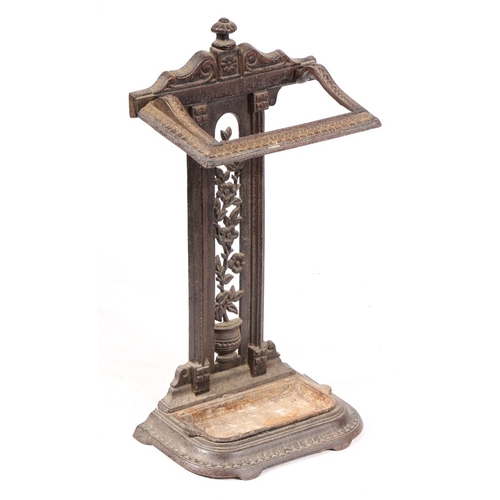 118 - A VICTORIAN CAST IRON UMBRELLA STAND, CIRCA 1880. In the Aesthetic Manner, cast with a floral spray ... 