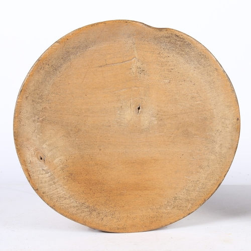 167 - TWO 18TH CENTURY SYCAMORE PLATES OR PLATTERS, ENGLISH. One with a moulded flat rim and sides, 21.5cm... 