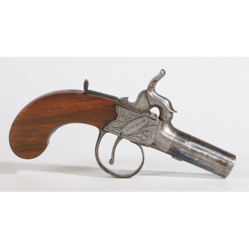 169 - A 19TH CENTURY PERCUSSION BOXLOCK PISTOL BY SMITH OF LONDON. Signed engraved action, proof marks und... 