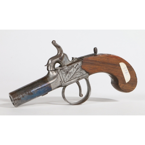 169 - A 19TH CENTURY PERCUSSION BOXLOCK PISTOL BY SMITH OF LONDON. Signed engraved action, proof marks und... 