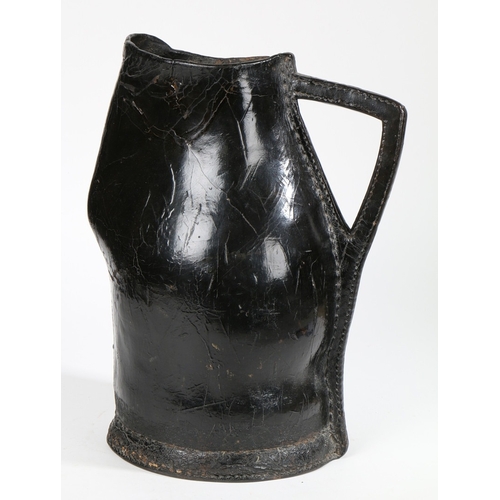 21 - A HIGHLY IMPRESSIVE AND RARE LEATHER BOMBARD, ENGLISH, CIRCA 1680-1700. In the form of a large jug, ... 