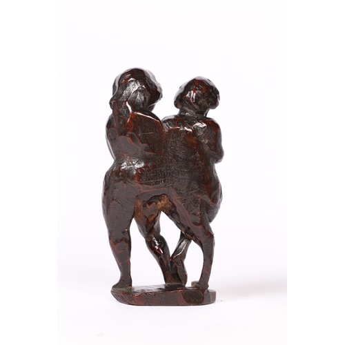 240 - A GOOD 17TH CENTURY BOXWOOD FIGURE GROUP. Designed as a standing satyr and female, holding hands, 13... 