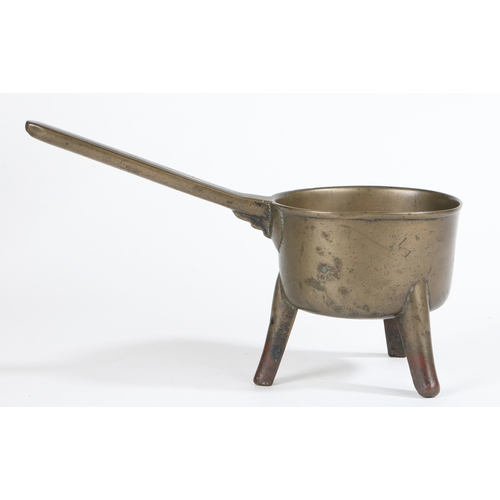 390 - A SMALL CHARLES II BRONZE SKILLET, CIRCA 1680. With flared rim, the handle with single-reed edge and... 