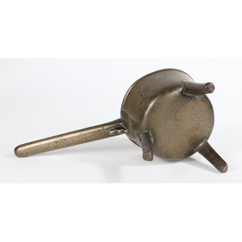 390 - A SMALL CHARLES II BRONZE SKILLET, CIRCA 1680. With flared rim, the handle with single-reed edge and... 