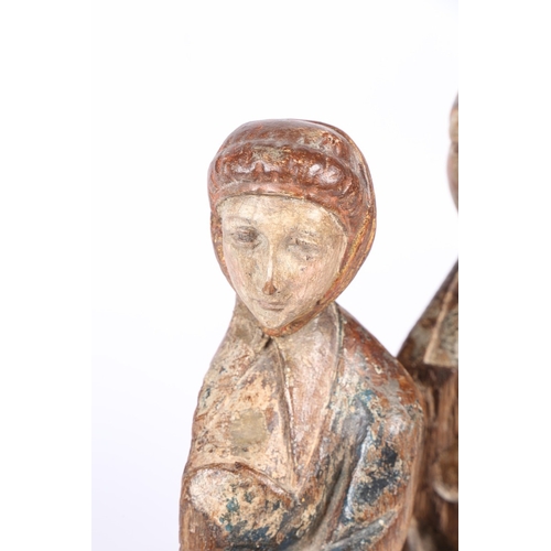 427 - A CHARMING AND SERENE 15TH CENTURY OAK AND POLYCHROME FIGURE GROUP, GERMAN OR SOUTH NETHERLANDISH, C... 