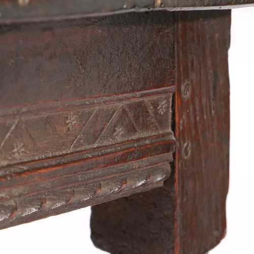 60 - A CHARLES I OAK JOINT STOOL, CIRCA 1630. The top with simple moulded edge, the run-moulded rails wit... 