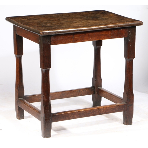 64 - A WILLIAM & MARY SMALL OAK CENTRE TABLE, WELSH, CIRCA 1700. Having an impressive one-piece top with ... 