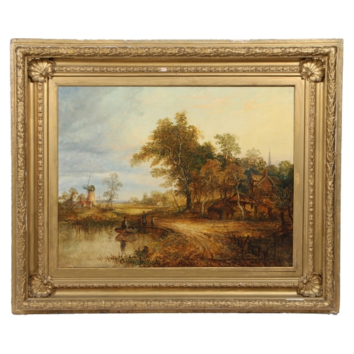 118 - JOSEPH PAUL (BRITISH, 1804-1887). Norfolk Landscape with Windmill and Cathedral Spire to Distance. ... 