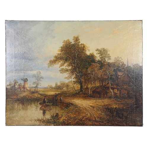 118 - JOSEPH PAUL (BRITISH, 1804-1887). Norfolk Landscape with Windmill and Cathedral Spire to Distance. ... 