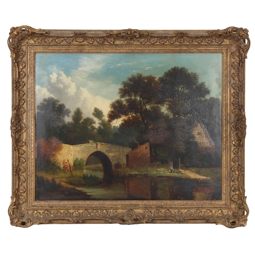 119 - ATTRIBUTED TO JOHN BERNEY LADBROOKE (BRITISH, 1803-1879). Earlham Bridge, near Norwich oil on panel... 