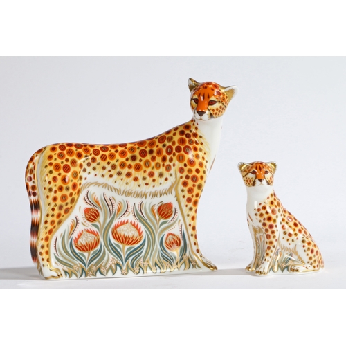 248 - TWO ROYAL CROWN DERBY PAPERWIGHTS. Cheetah &  Cheetah Cub (2).