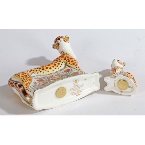 248 - TWO ROYAL CROWN DERBY PAPERWIGHTS. Cheetah &  Cheetah Cub (2).