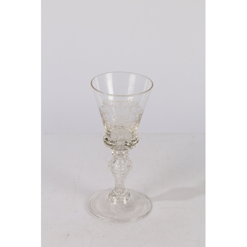 254 - AN EARLY TO MID 18TH CENTURY BOHEMIAN GOBLET OF LARGE FORM. circa 1725-40, having a inverted baluste... 