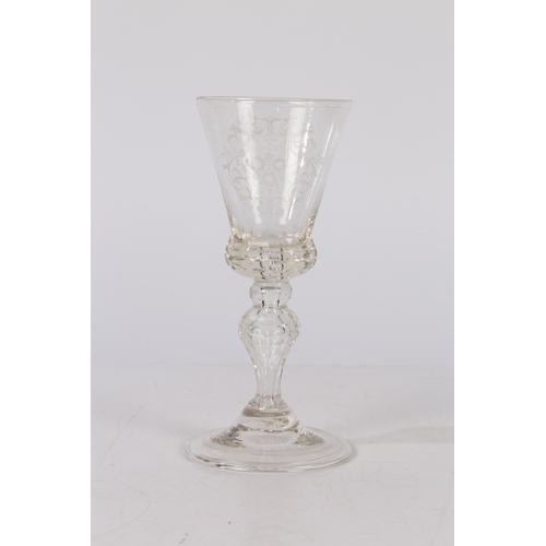 254 - AN EARLY TO MID 18TH CENTURY BOHEMIAN GOBLET OF LARGE FORM. circa 1725-40, having a inverted baluste... 