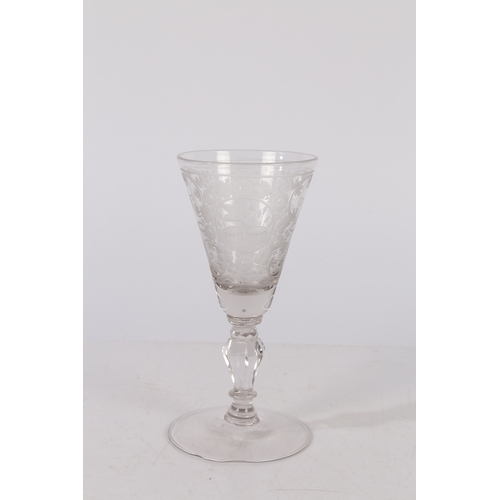 260 - AN 18TH CENTURY DUTCH SAXON ENGRAVED GOBLET. circa 1730, the bowl engraved with a floral deign and p... 