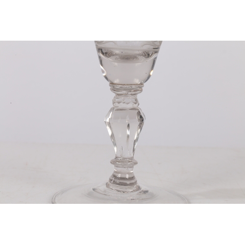 260 - AN 18TH CENTURY DUTCH SAXON ENGRAVED GOBLET. circa 1730, the bowl engraved with a floral deign and p... 